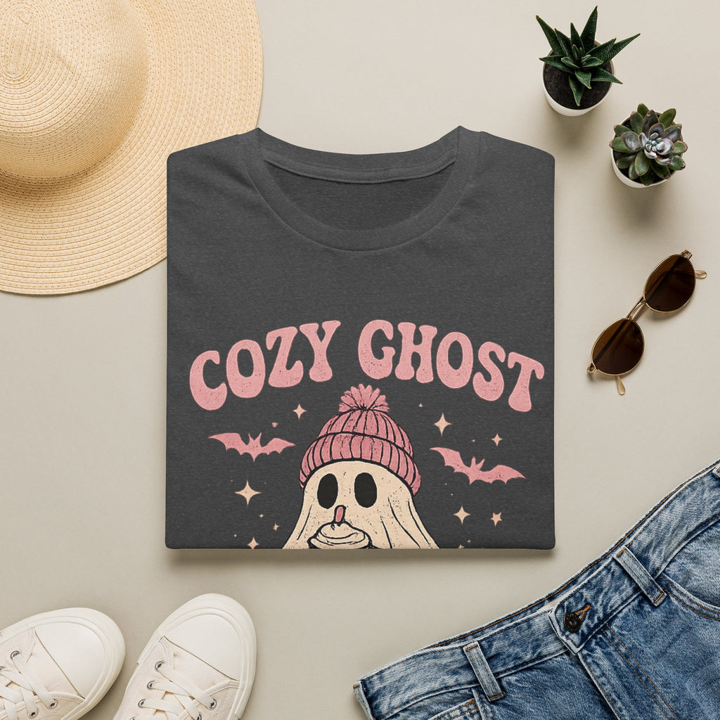 Cozy Ghost Club T-Shirt — Cute Halloween Ghost in Beanie Graphic Tee