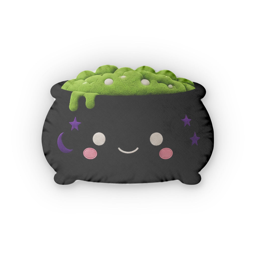 Kawaii Black Cauldron Pillow — Cute Witchy Custom Shaped Pillow