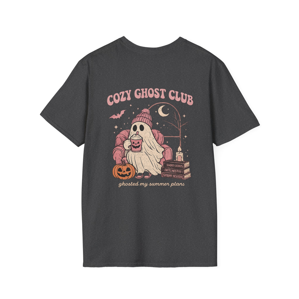 Cozy Ghost Club T-Shirt — Cute Halloween Ghost in Beanie Graphic Tee