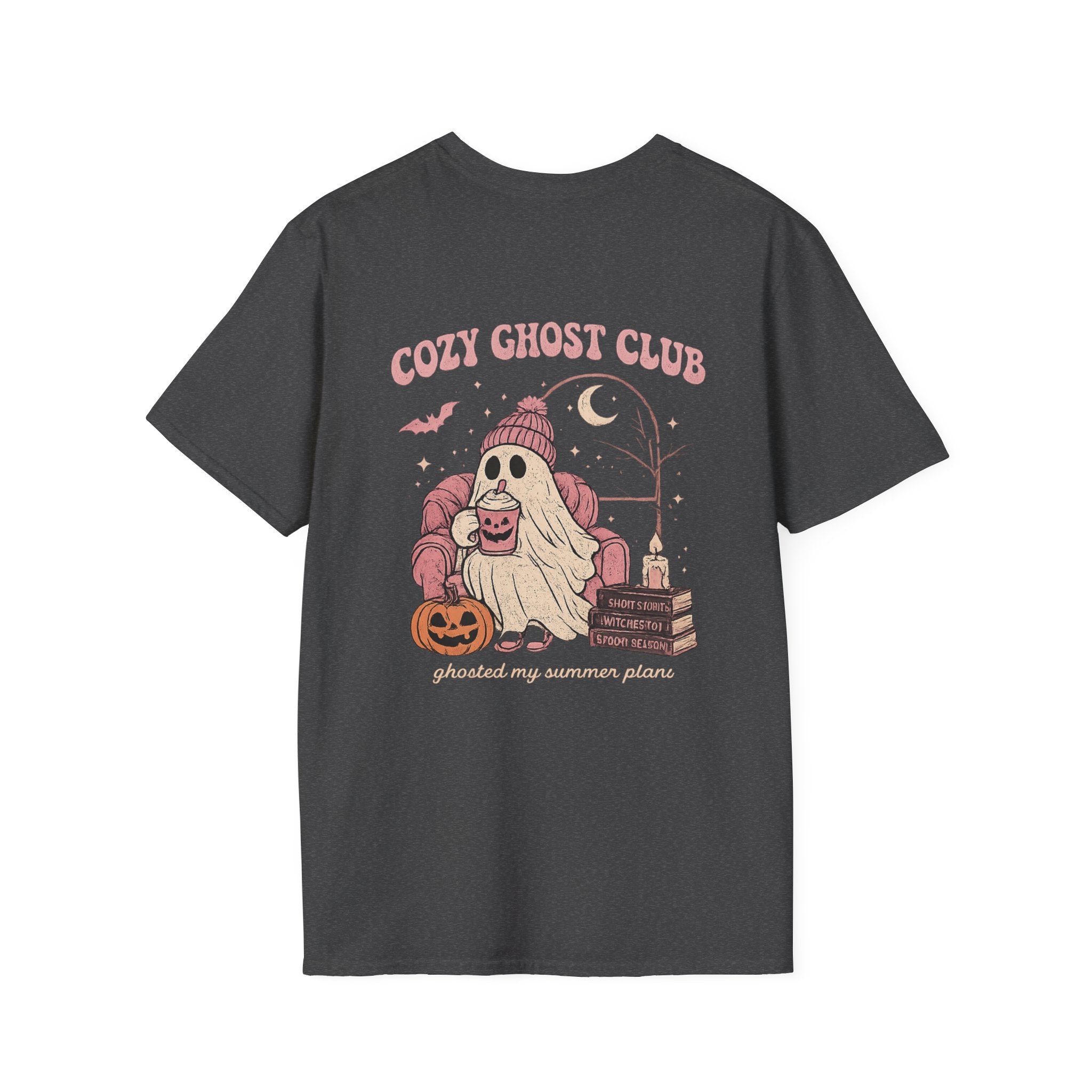 Cozy Ghost Club T-Shirt — Cute Halloween Ghost in Beanie Graphic Tee