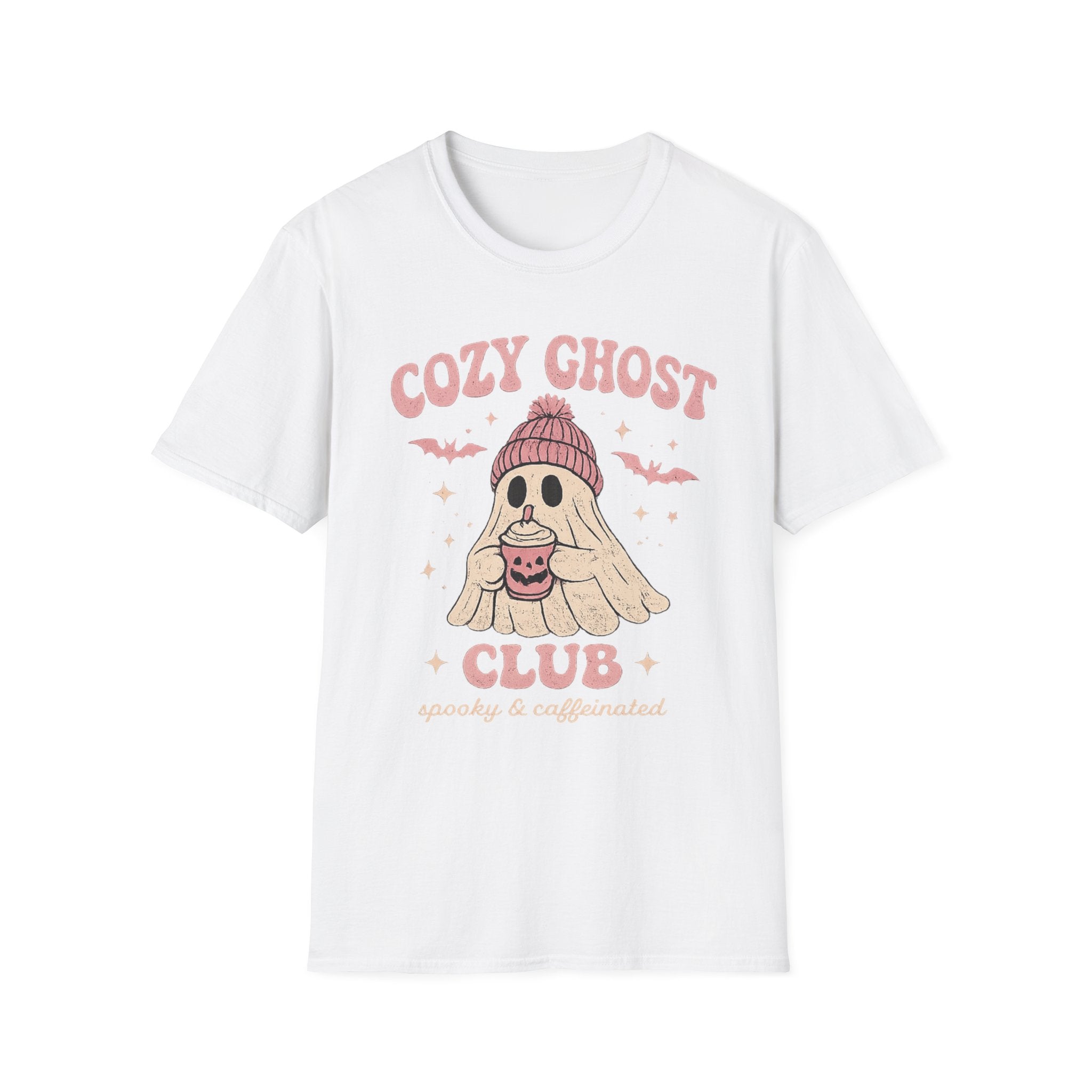 Cozy Ghost Club T-Shirt — Cute Halloween Ghost in Beanie Graphic Tee