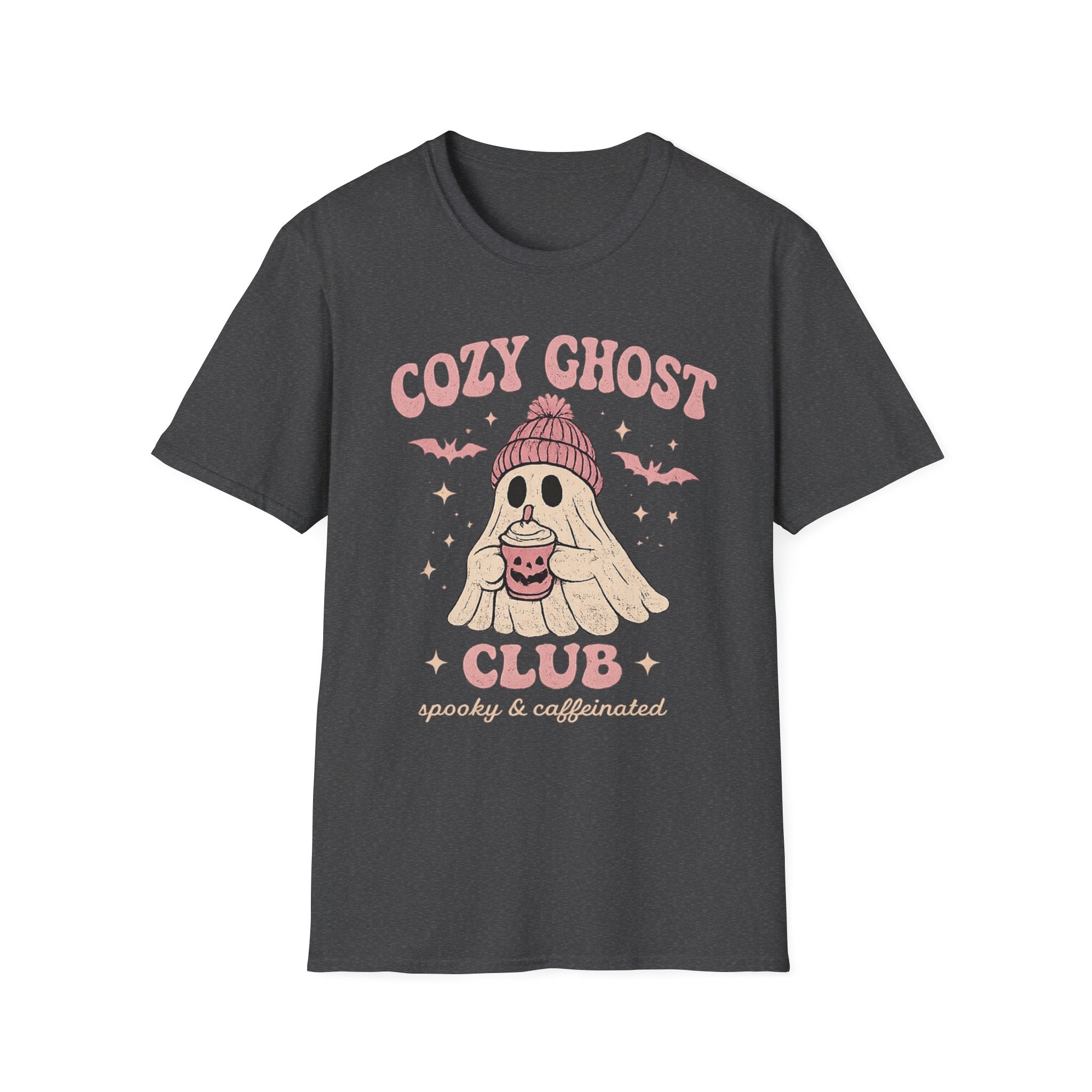 Cozy Ghost Club T-Shirt — Cute Halloween Ghost in Beanie Graphic Tee