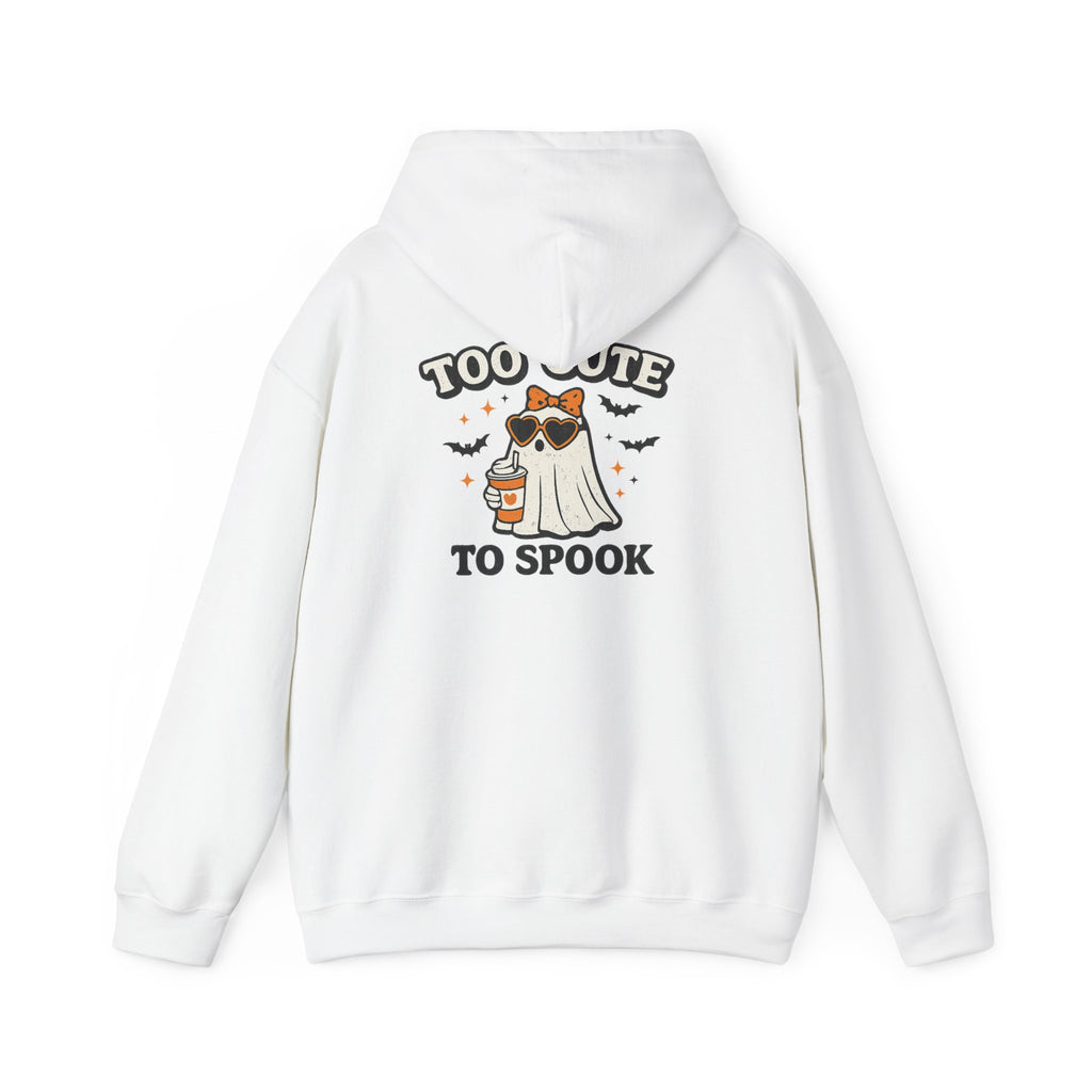 Too Cute to Spook Hoodie — Halloween Ghost Dog Pullover ("Boo")