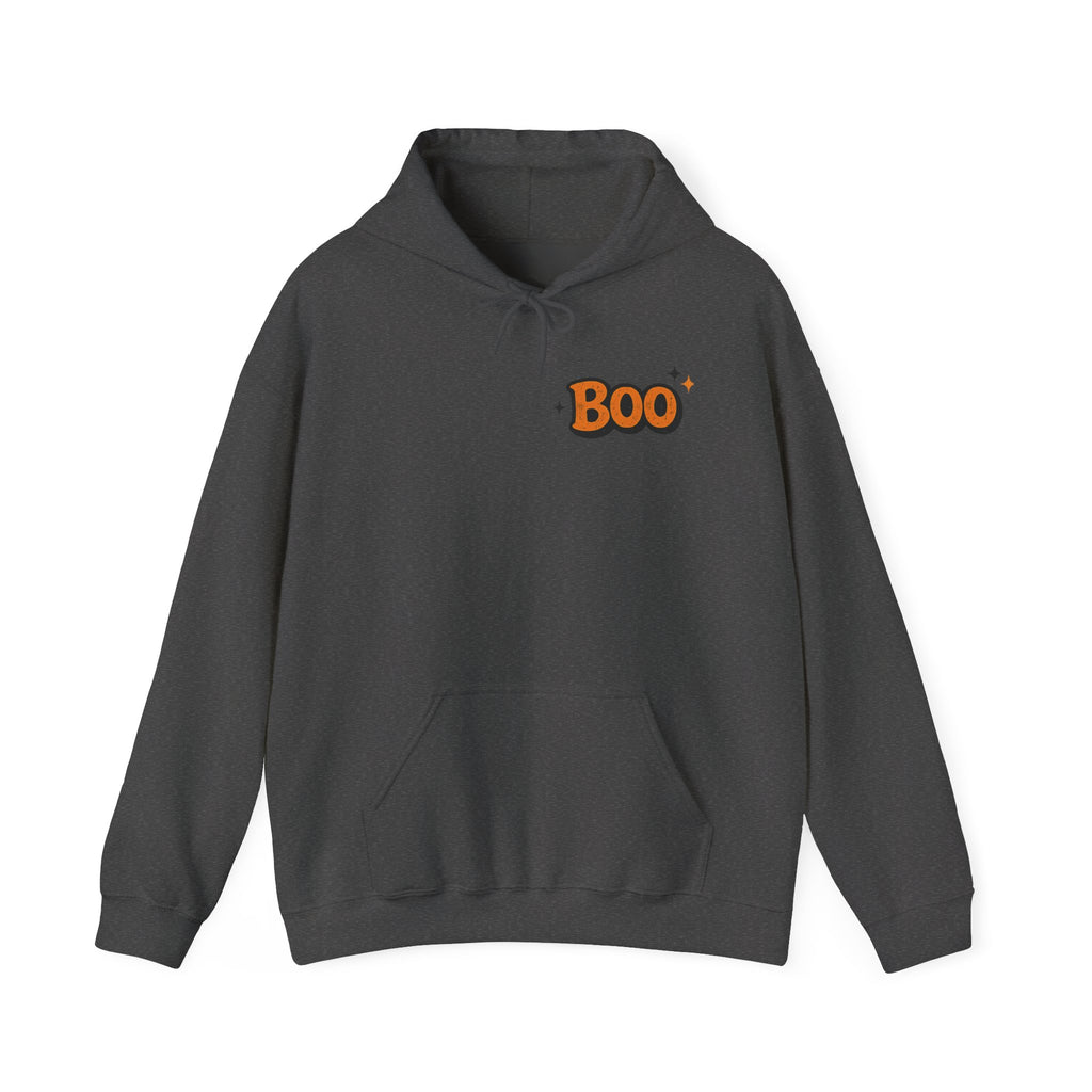 Too Cute to Spook Hoodie — Halloween Ghost Dog Pullover ("Boo")