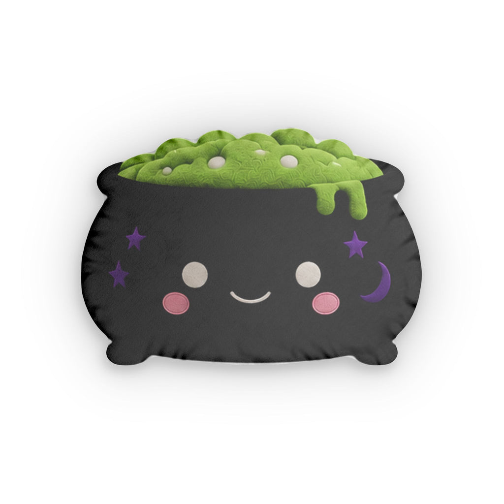 Kawaii Black Cauldron Pillow — Cute Witchy Custom Shaped Pillow