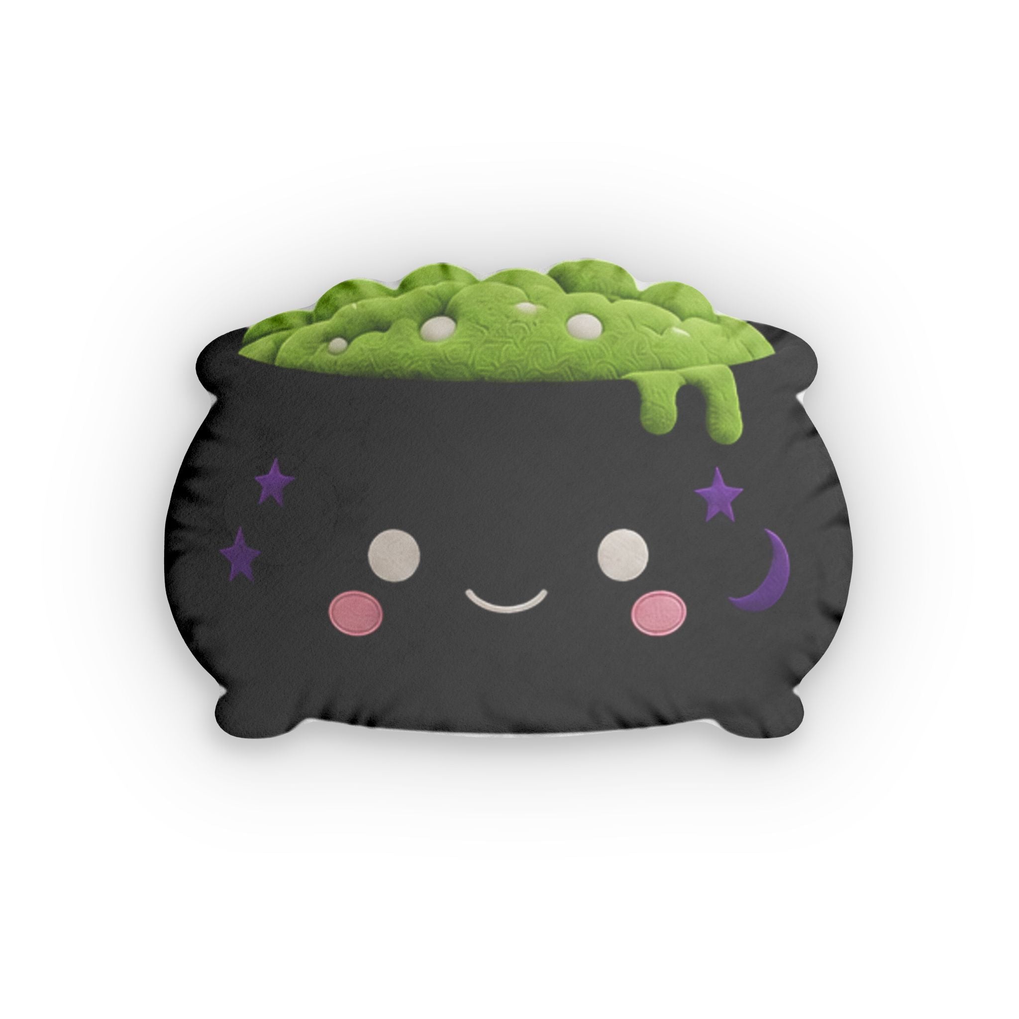 Kawaii Black Cauldron Pillow — Cute Witchy Custom Shaped Pillow