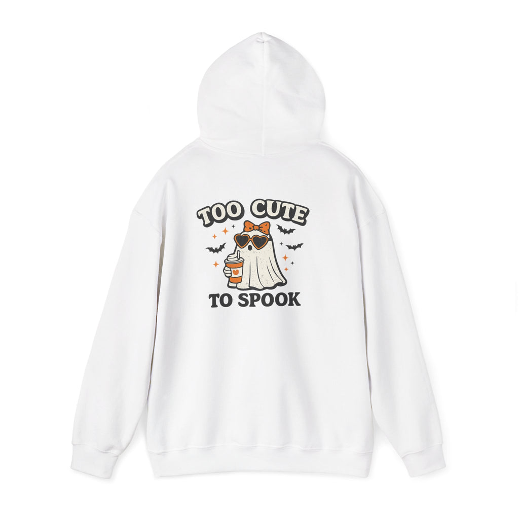 Too Cute to Spook Hoodie — Halloween Ghost Dog Pullover ("Boo")