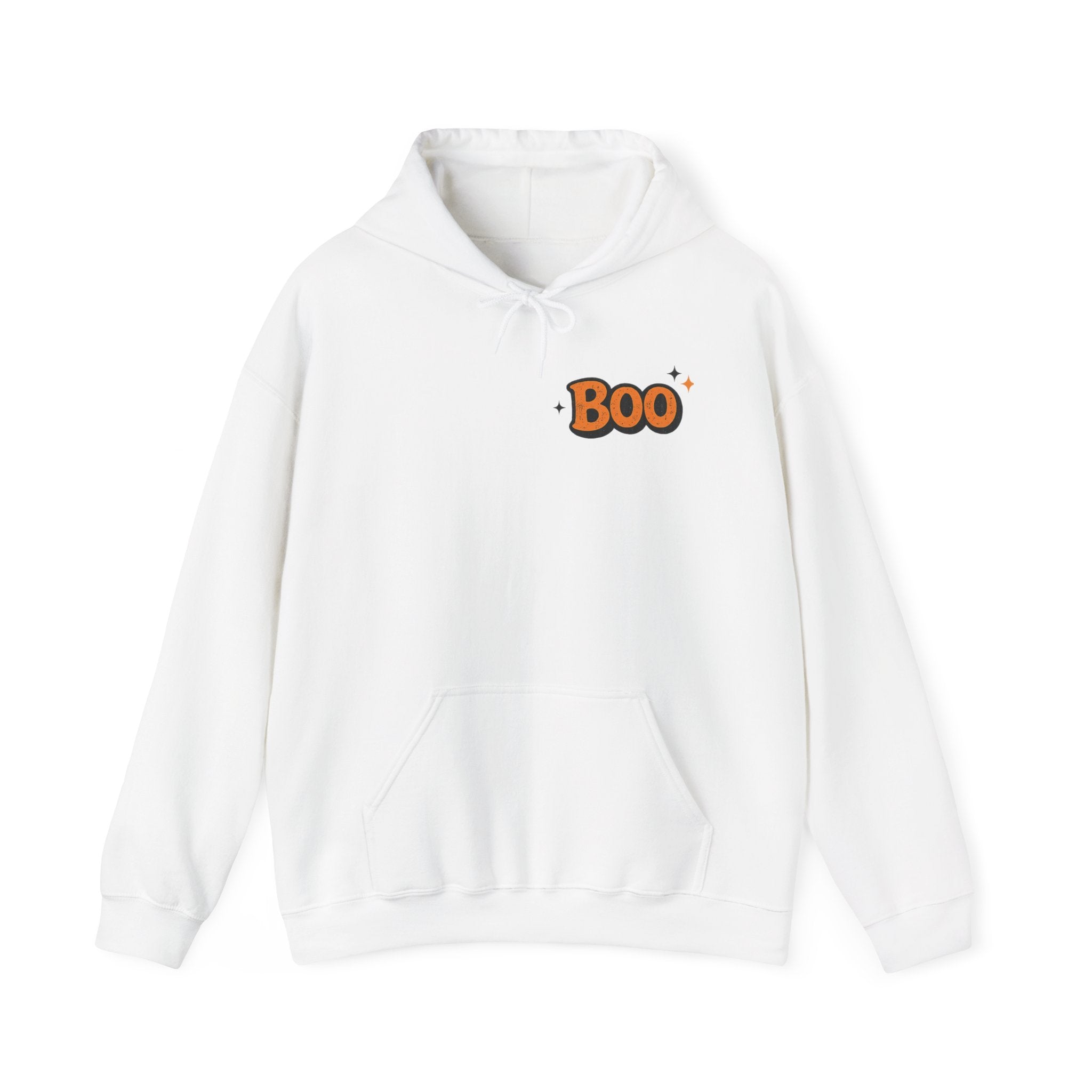 Too Cute to Spook Hoodie — Halloween Ghost Dog Pullover ("Boo")